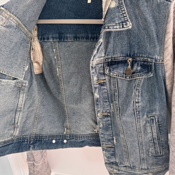 Free People Denim and Gray Hooded Jacket - Picture 3 of 6